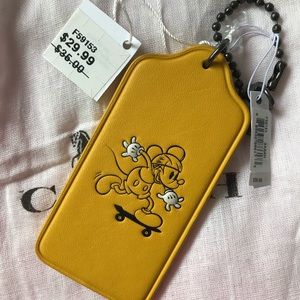 Coach Mickey Hangtag keychain key fob leather